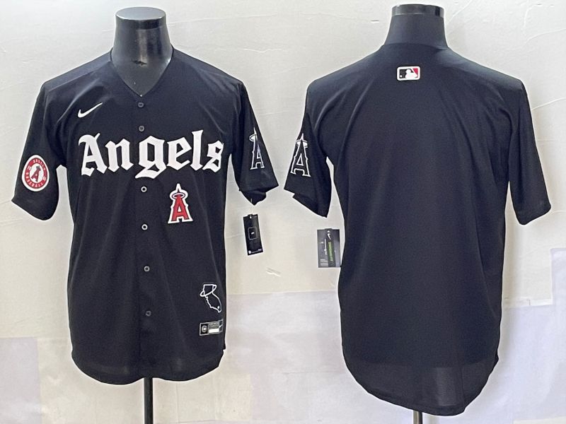 Men 2025 Los Angeles Angels Blank Black Five generations Joint Name Nike MLB Jersey style 8->los angeles angels->MLB Jersey